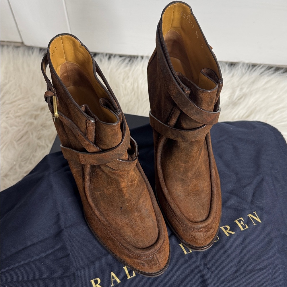 Ralph Lauren Purple Label Brown Suede Ankle Boots - Picture 4 of 11